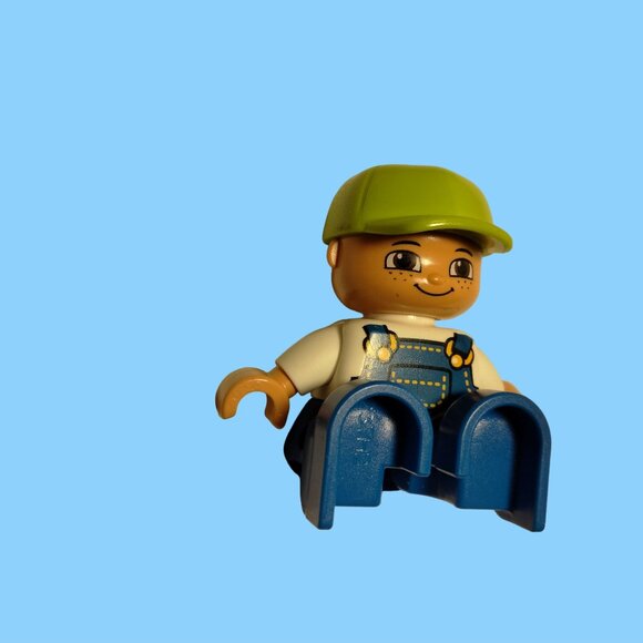 Lego Duplo Blue Boy Bib Green Baseball Cap Child Movable arms legs Hat toy - Picture 7 of 11